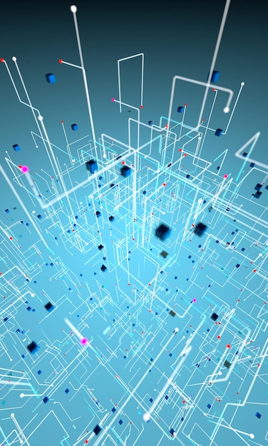 Grid and net particles structure background Abstract background of technology science