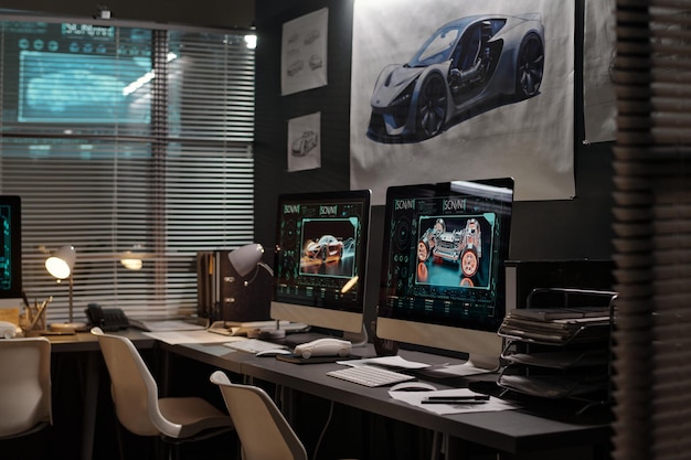 Group of computers of car designers