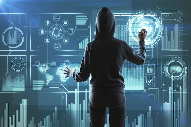 hacker and digital interface