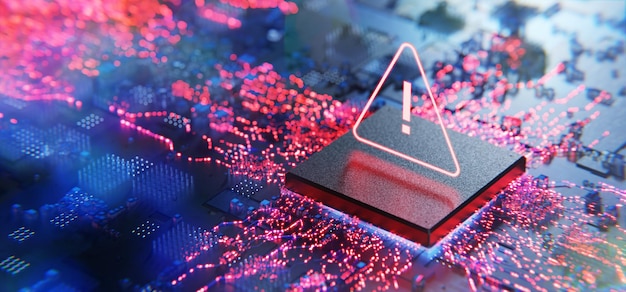 Hacker attack Virus attack DDoS attacks Spy program Error warning sign notification and concept of danger and error in the system Personal data protection system notification 3D render