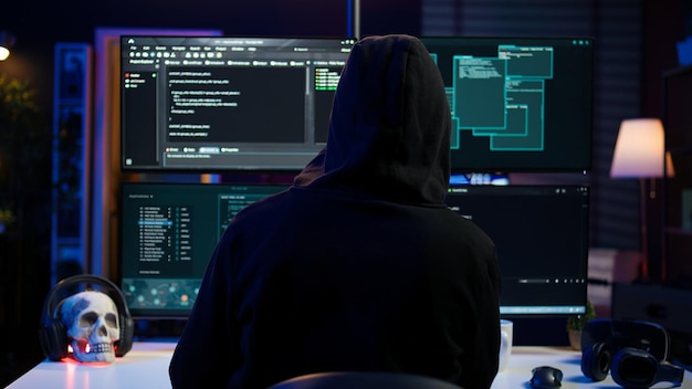 Hacker coding developing zero day exploit undetectable by antivirus