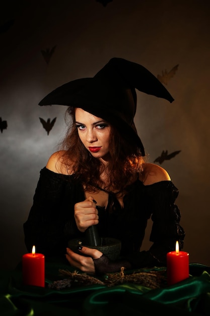 halloween witch on dark background