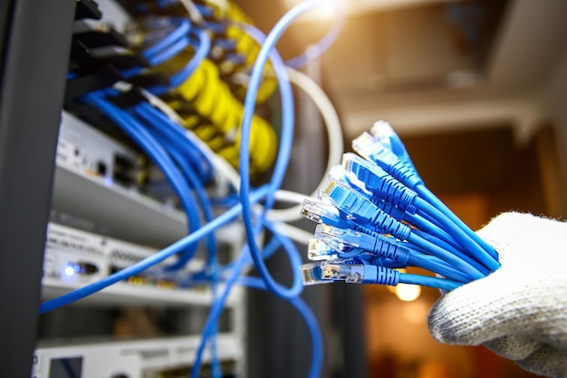 Hand choose LAN cable for connect computer