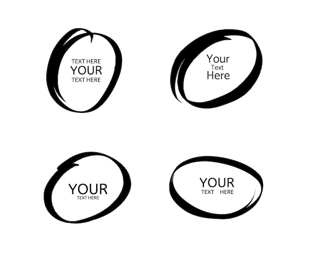 hand drawn circle line sketch vector set circular scribble dood