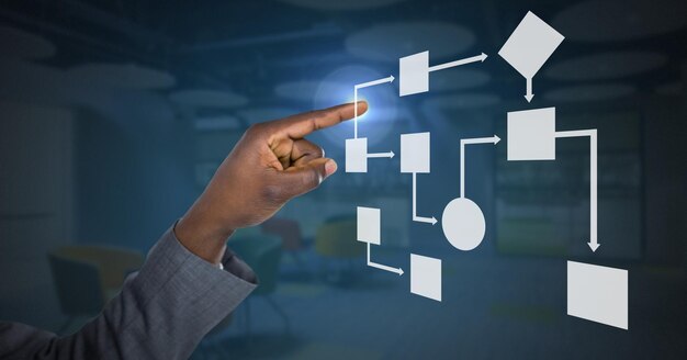 hand touching white wireframe