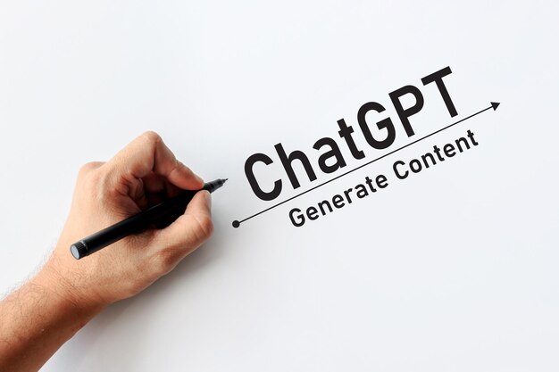 Hand with marker writing Chat GPT generate content