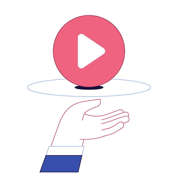 Hand with play icon