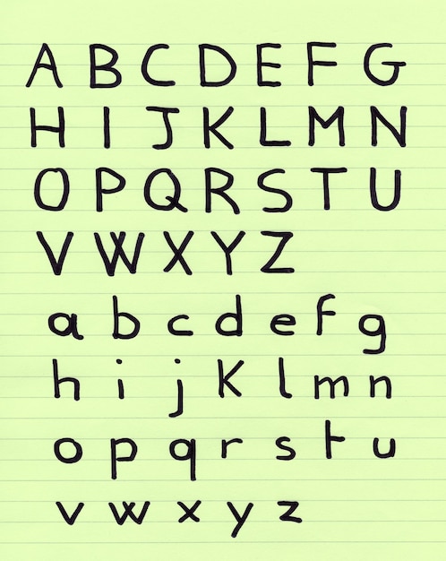 Handwritten alphabet letters