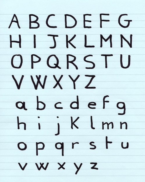 Handwritten alphabet letters