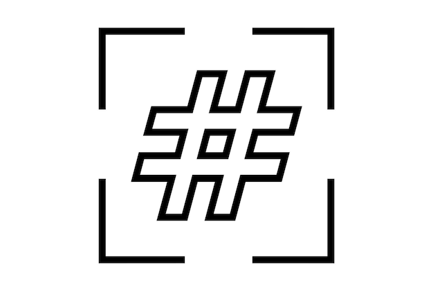 Hash symbol flat icon minimalist seo and web symbol art black sign artwork