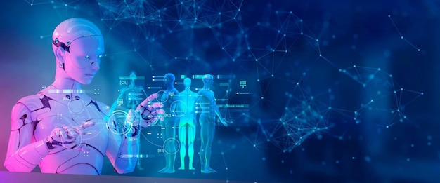 healthcare medical technology digital remote doctor technology concept ai metaverse doctor optimize patient care medicine pharmaceuticals biologics treatment examination diagnosis 3d robot doctor