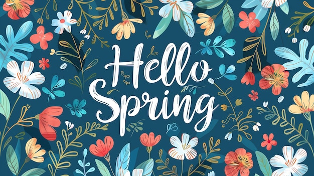 Hello Spring card with colorful floral design