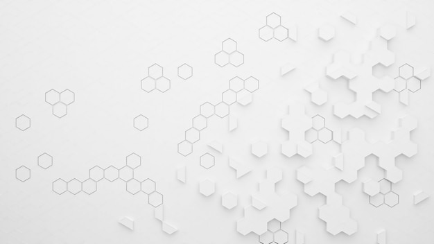 Hexagon pattern on white backgroundHexagonal molecule structure on white