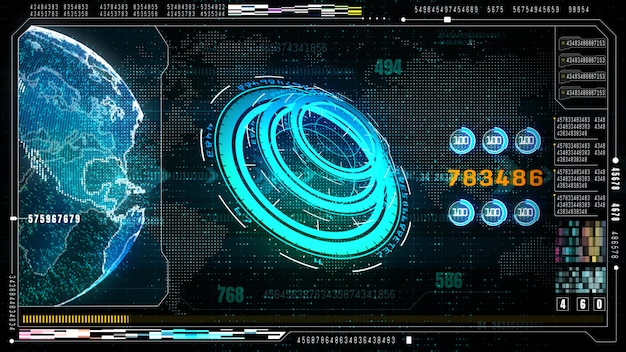 hi-tech futuristic user interface head up display screen with digital data and information display for digital.
