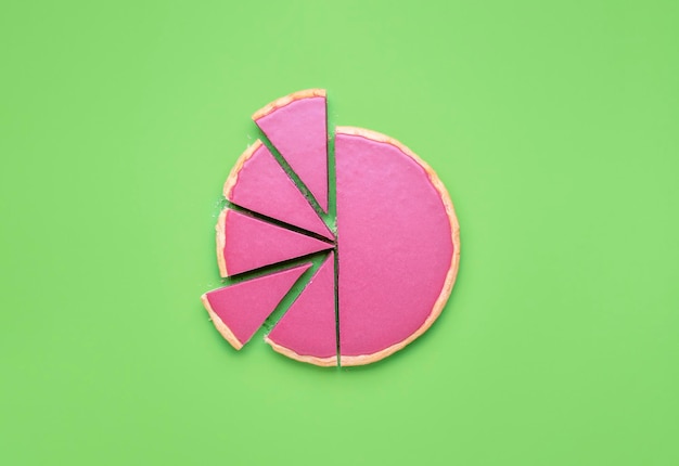high angle view of cake on green background