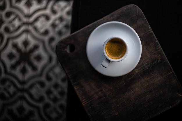 high angle view of coffee on table