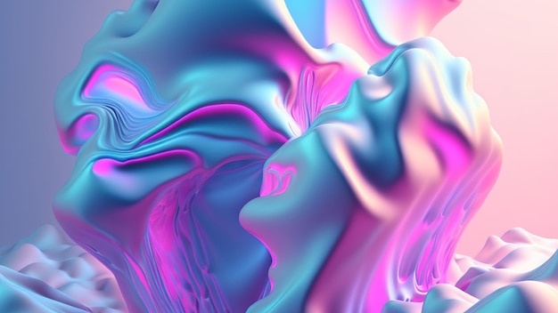 Holographic foil iridescent painting art of pastel color background