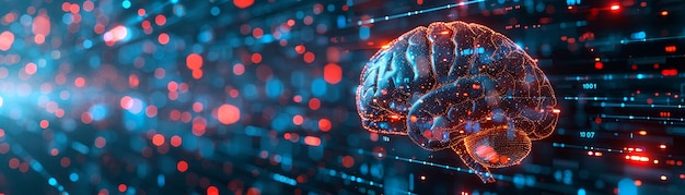 human brain on technology background represent artificial intelligence and cyber space concept