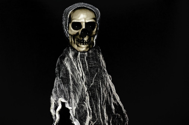 human skull against black background
