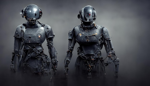 Humanoid robot. artificial intelligence. concept of the future. Computer game.