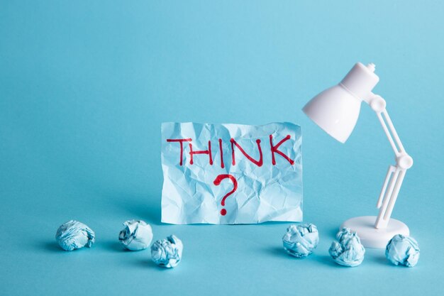 ideas of creativity concepts with paper crumpled ball and lamp