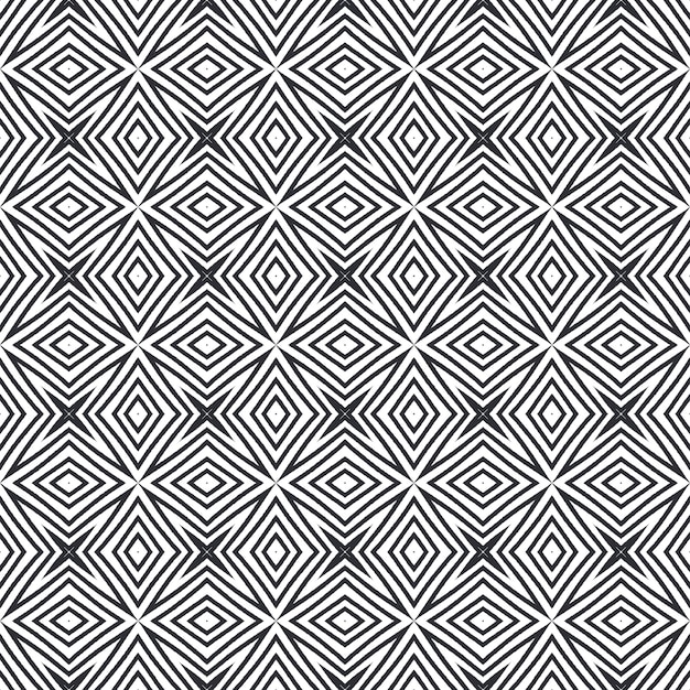 Ikat repeating swimwear design. Black symmetrical kaleidoscope background. Textile ready bold print, swimwear fabric, wallpaper, wrapping. Summer ikat sweamwear pattern.