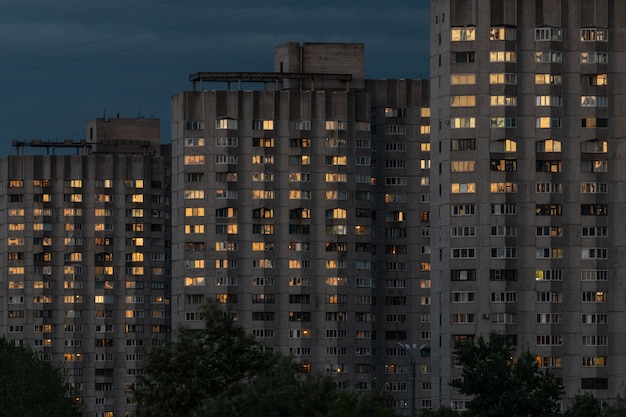 illuminated buildings in city
