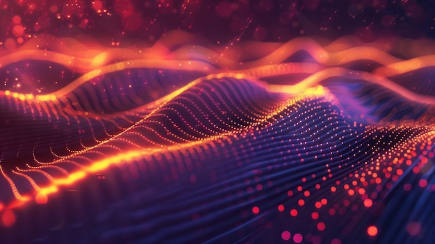 illustration abstract wave line with digital 3D background Ai generated image