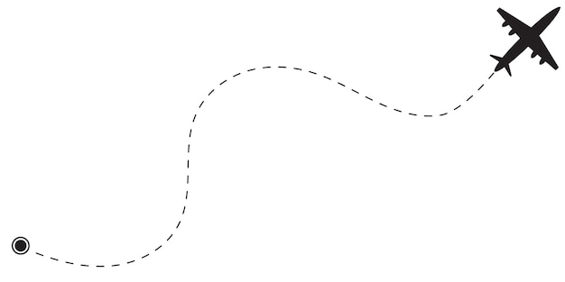 Illustration background Black and white pattern Airplane flying and dotted line