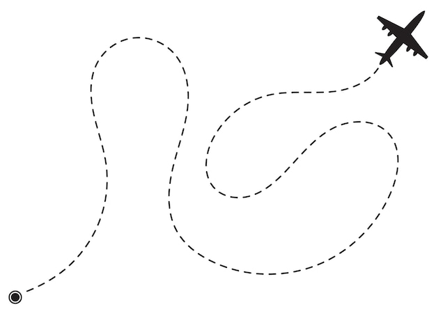 Illustration background Black and white pattern Airplane flying and dotted line