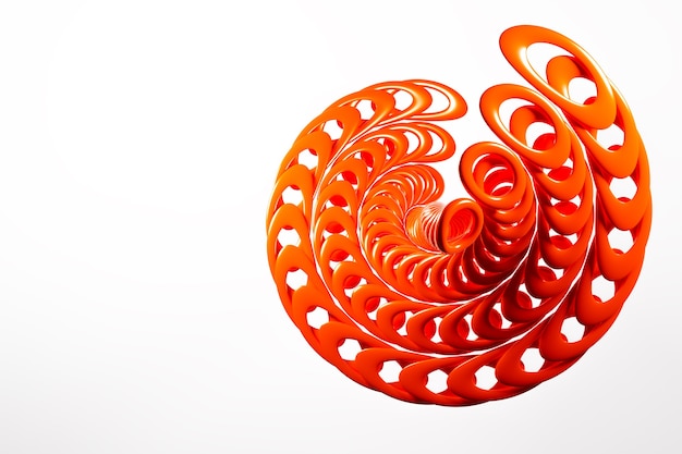 Illustration of 3d red metal chains in the form of a spiral.