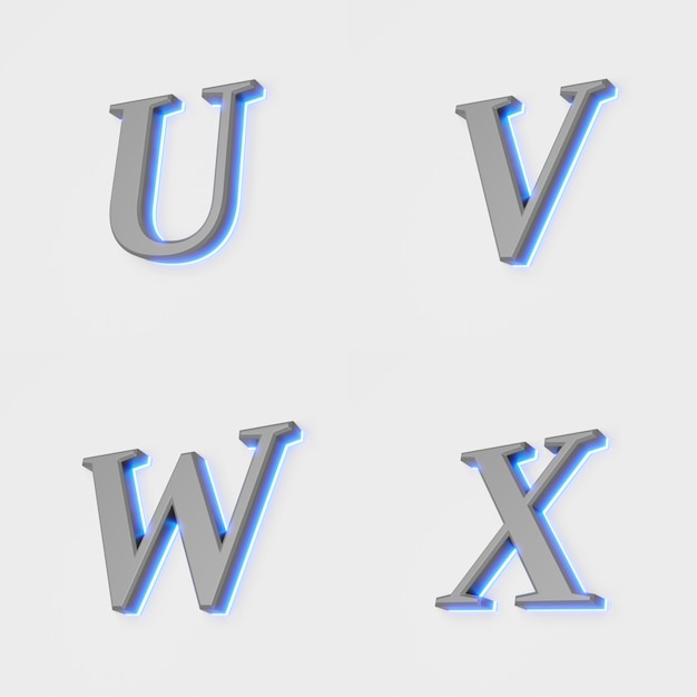 Illustration of glowing letter on white background. 3d illustration