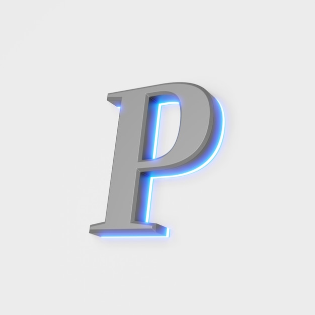 Illustration of glowing letter on white background. 3d illustration