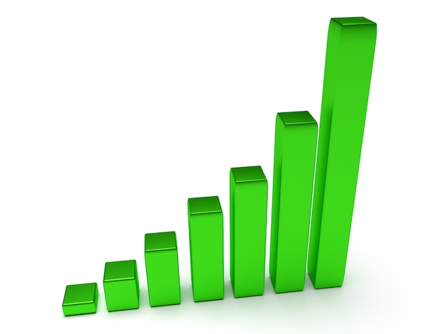 Illustration of graph with the growing progress