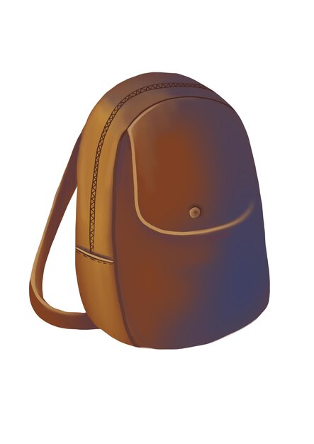 Illustration of items for computer games leather backpack bag for things