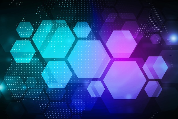 illustration of tech icons hologram drawing on dark background the concept of achivements in the science 3d rendering