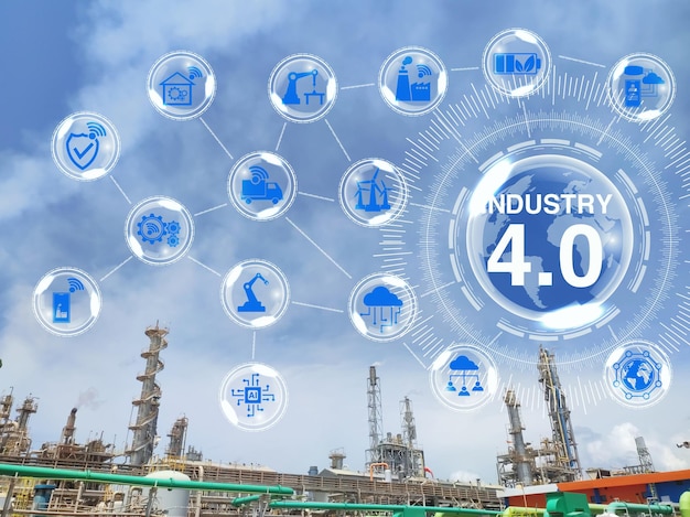Industry 40 technology concept Smart factory for the fourth industrial with a chemical factory