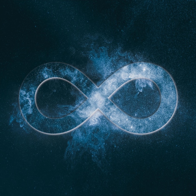 Infinity symbol or sign. Abstract night sky background