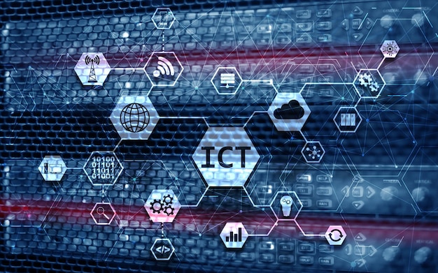 Information and Communications Technology Project 2020 Supercomputer Blurred Background