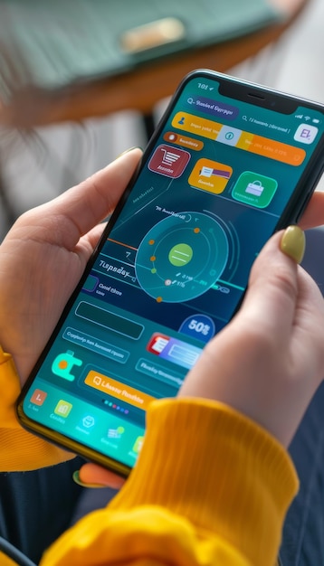 Interactive Educational App on Smartphone Screen with Colorful Graphics for Online Learning