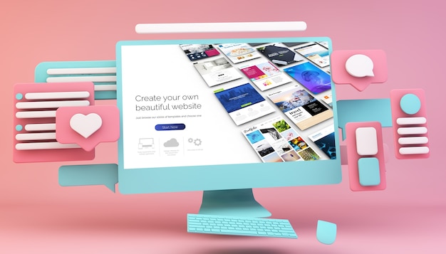 Interface design concept 3d rendering