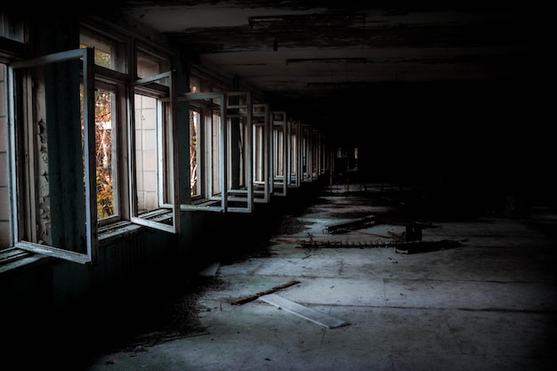 interior of abandoned building