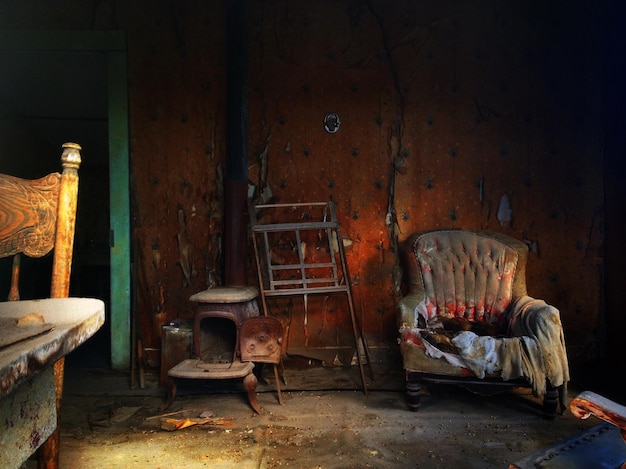 interior of abandoned room