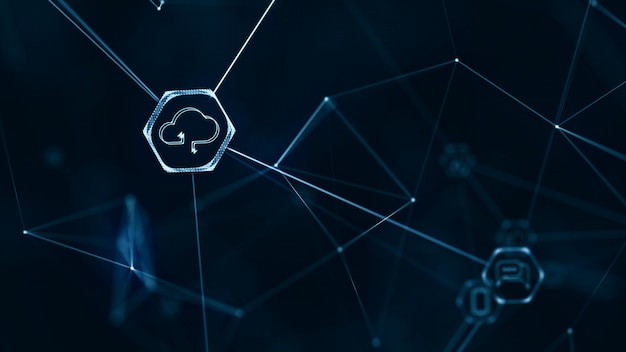 Internet of things (IoT) network with connecting lines.