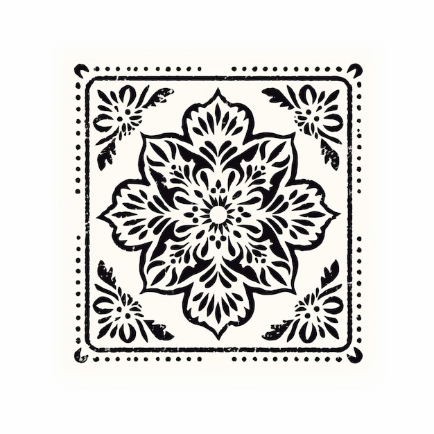 Intricate Stencil Pattern For Wall Tarot Card Inspired Mexican Minimalist Ink Painting