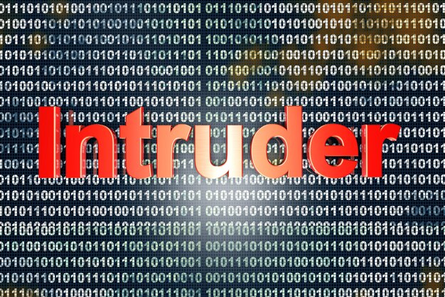 Intruder in digital code. 3D illustration.