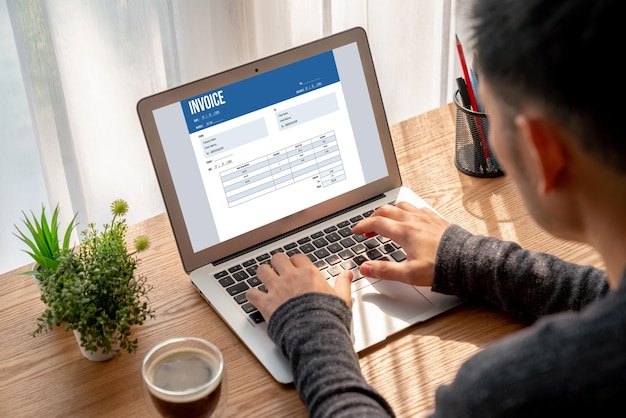 invoice on computer screen from accounting application snugly