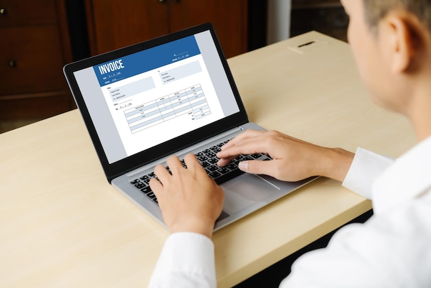 invoice on computer screen from accounting application snugly