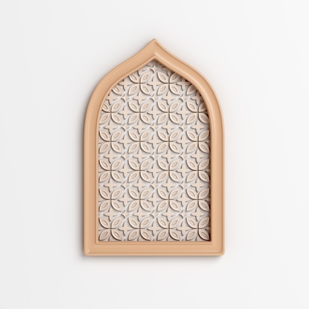 islamic decoration background with mosque window door, 3d rendering
