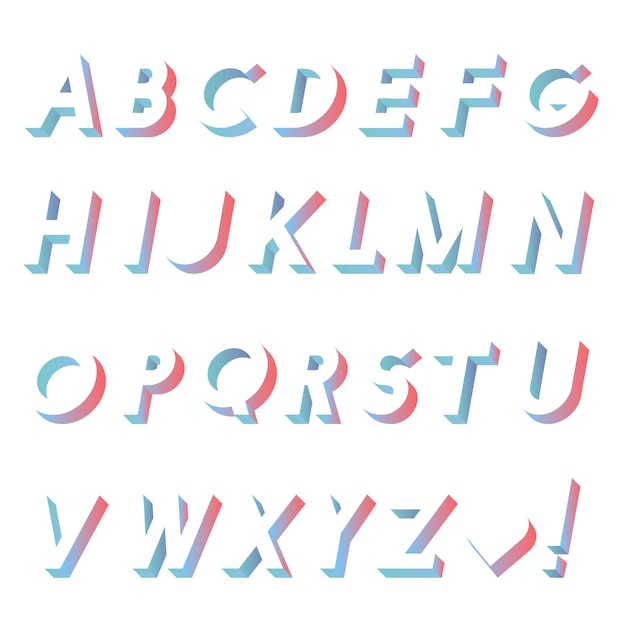 Isometric alphabet png typography set